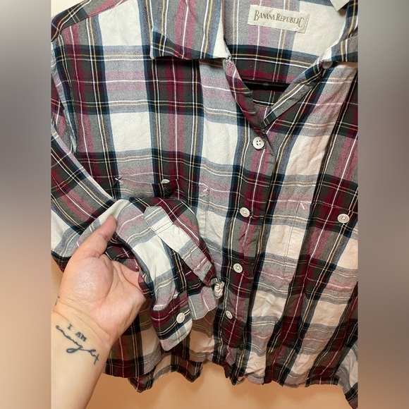 ✨ Women’s Banana Republic Crop Flannel Size S #B1 - Picture 5 of 6